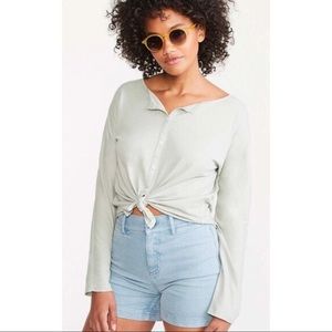 Lou & Gray Women’s Softserve Light Green Button Down Shirt Blouse Size XL